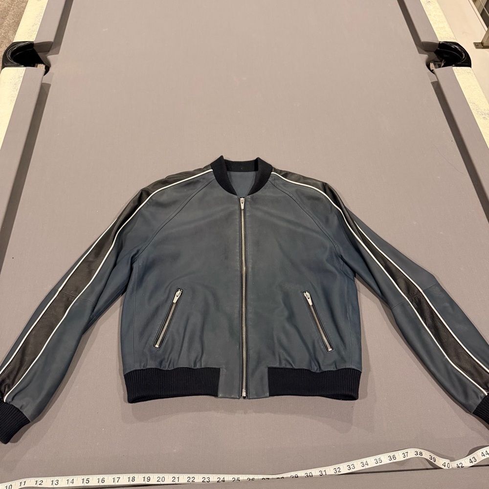 Veda Charcoal Blue and Black Bomber Jacket M
